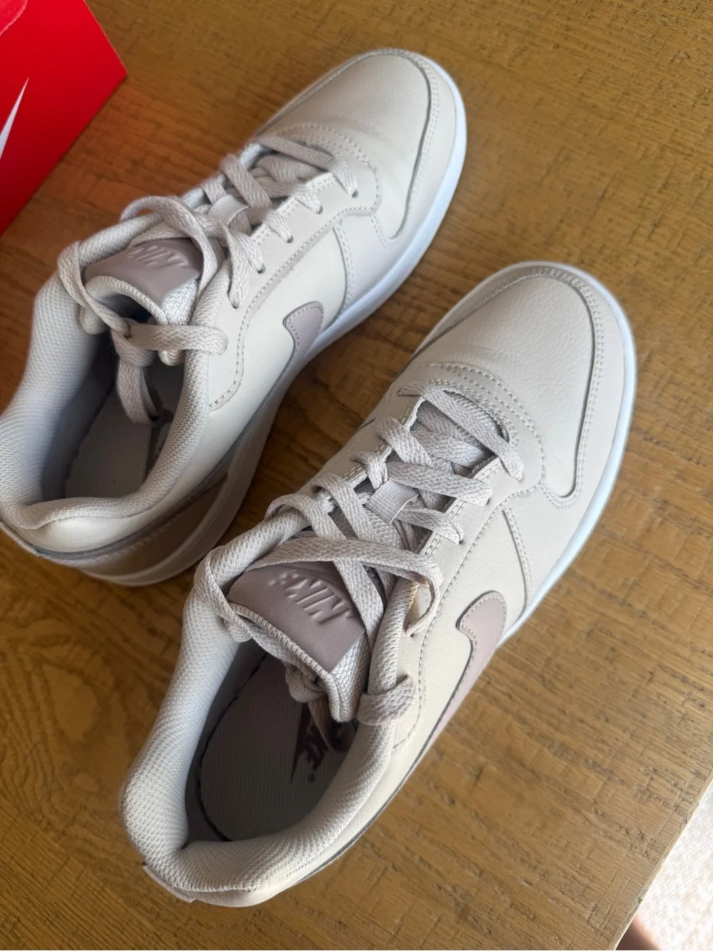 Nike Ebernon Low Beige White Lace Up Casual Sneakers